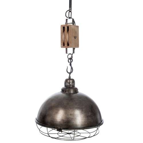 Stralend Afdeling Bouwen op Lamp Hang katrol KAP metaal /hout Grijs - Hanglampen - Loods 5