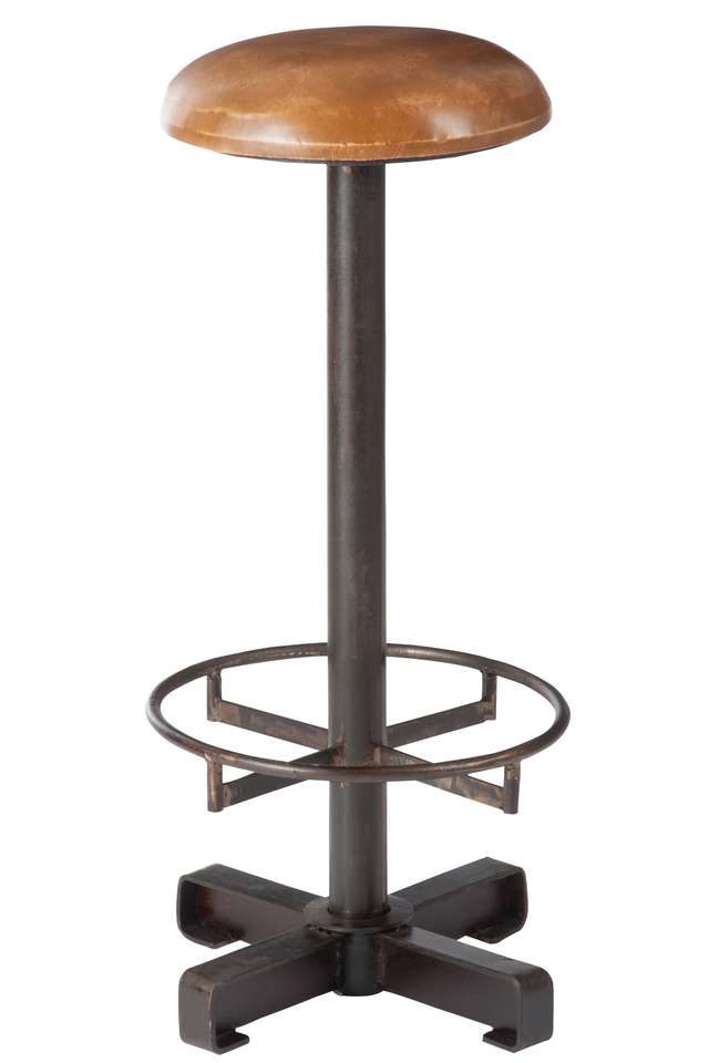 Barkruk metaal leder cognac - Barkrukken - Loods 5 Barkruk metaal leder cognac - Barkrukken - Loods 5