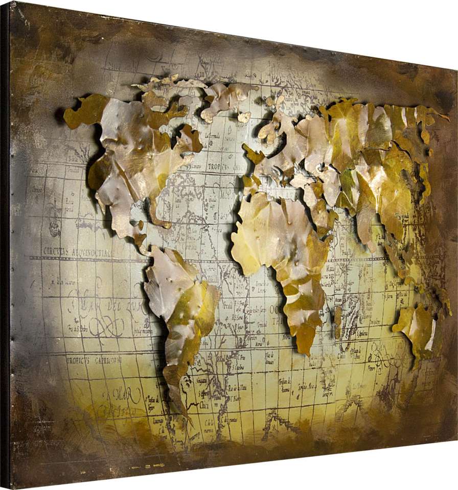 Celsius replica Omgaan 3D metaalschilderij wereldkaart - Producten - Loods 5