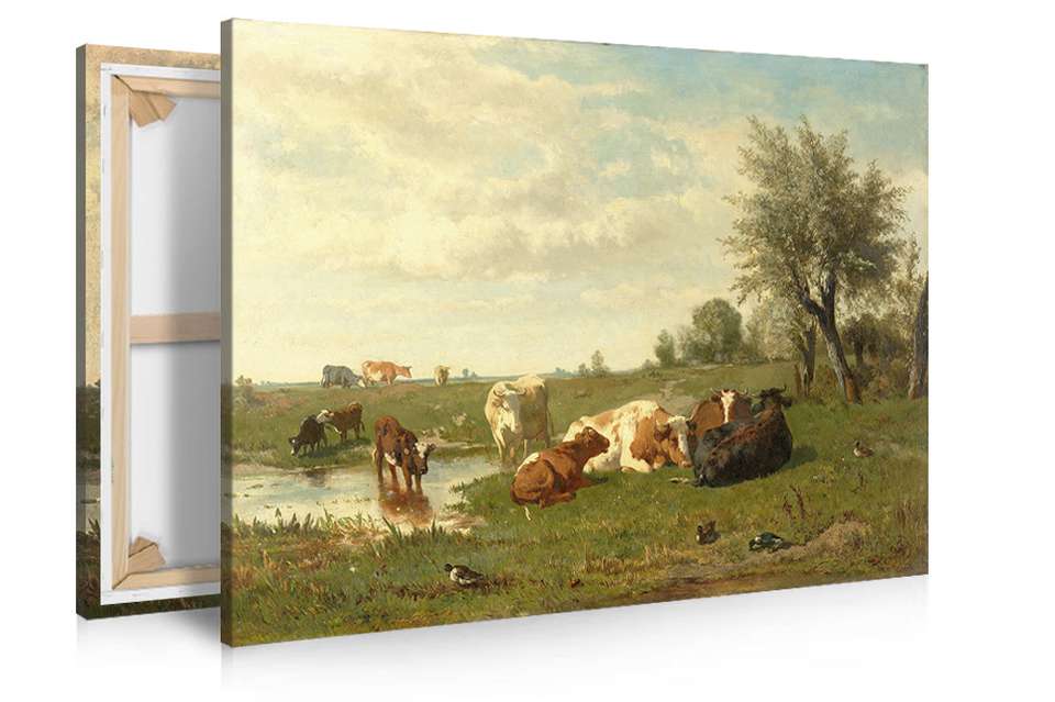 fax Marco Polo doorboren Canvas schilderij Hollands landschap met koeien - Producten - Loods 5