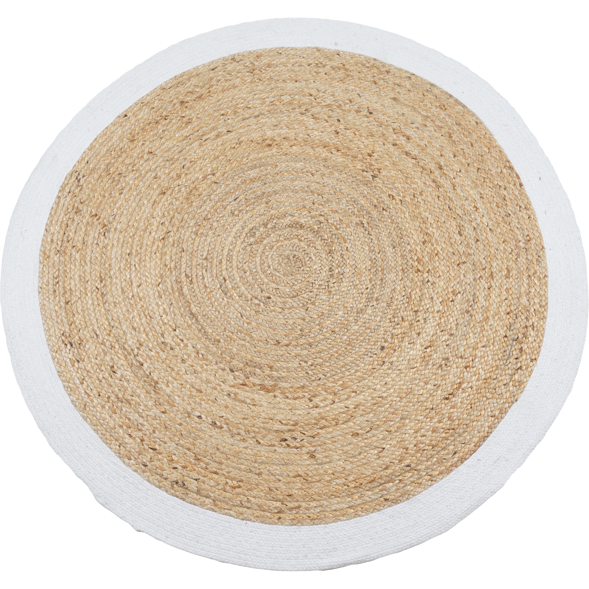 Vloerkleed Jute rond 160 - Naturel/Wit - Vloerkleden - Loods 5