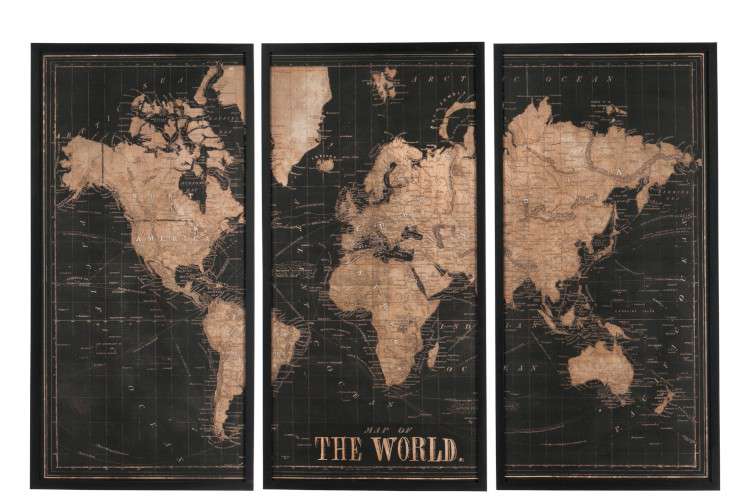 Welp Wereldkaart 3 panelen - Wanddecoratie - Loods 5 BI-47
