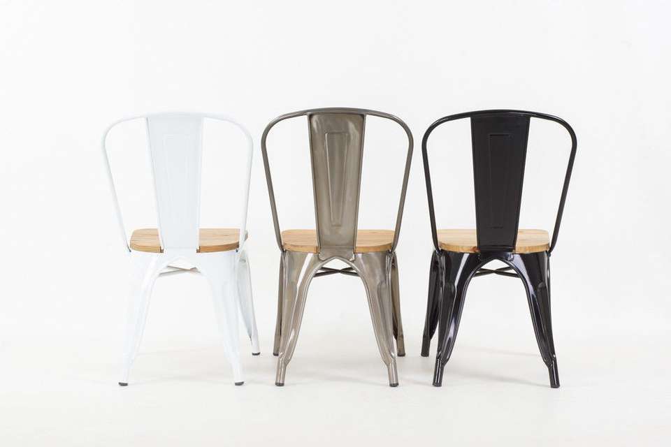 Metalen stoel Café met houten - Eetkamerstoelen - Loods
