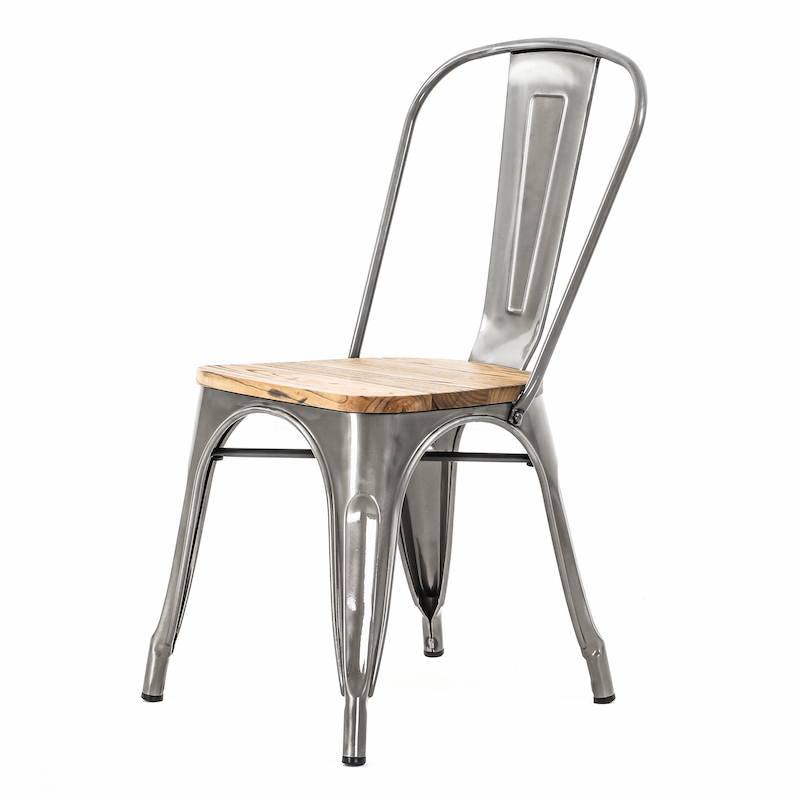Metalen stoel Café met houten zitting Eetkamerstoelen - Loods 5