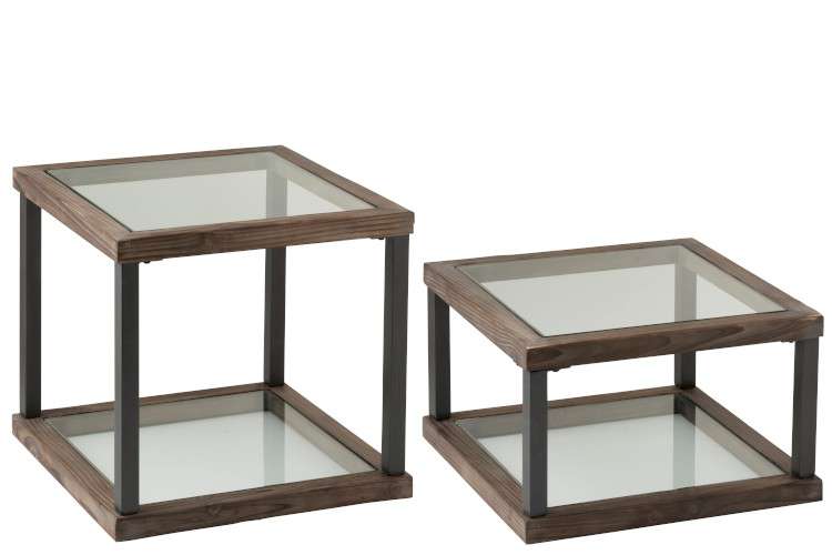 Salontafel hout/glas (set van 4) Producten Loods 5