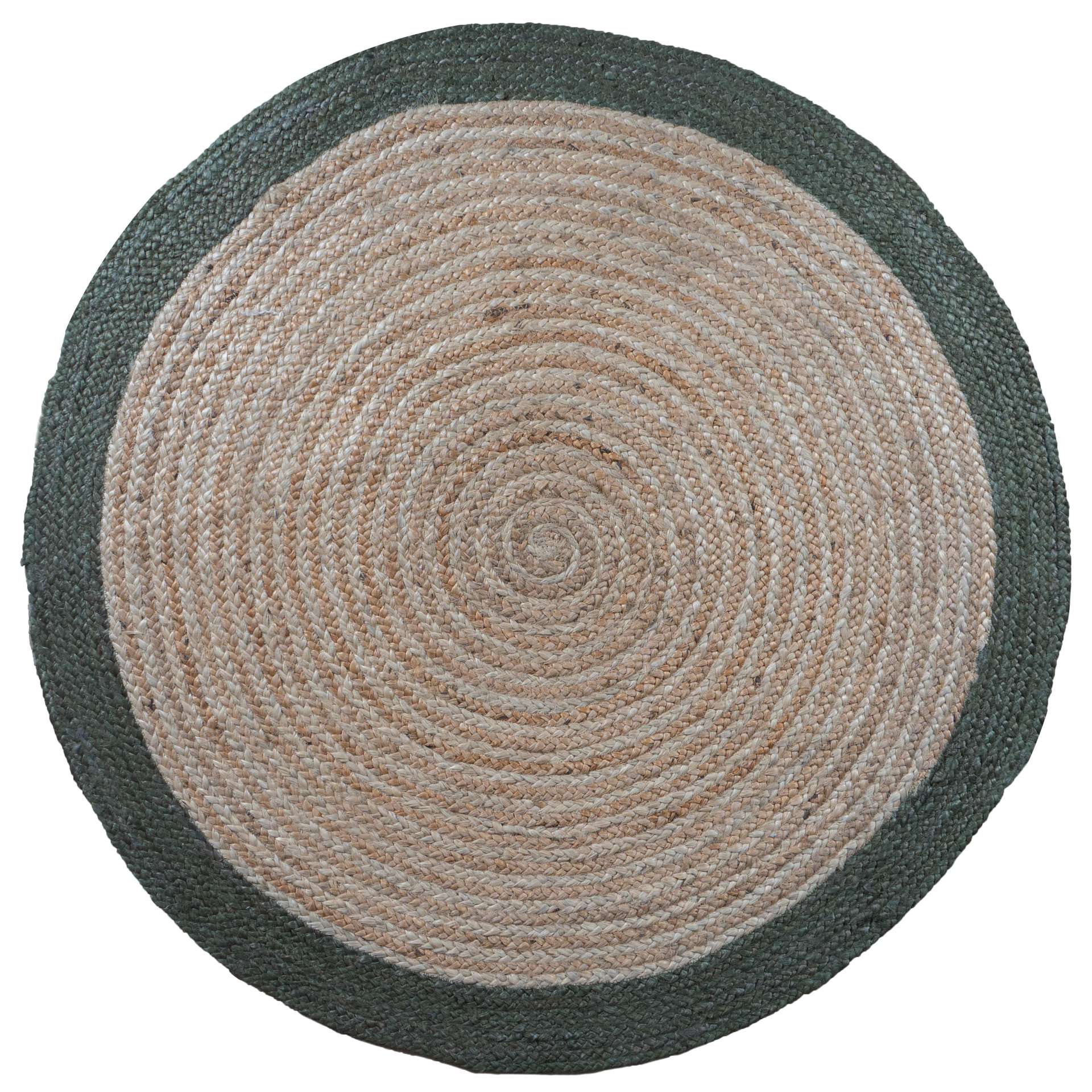 Vloerkleed Jute Rond Naturel Army Green Vloerkleden Loods