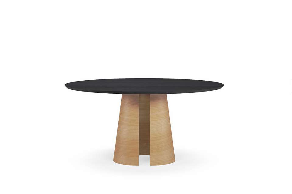 natuurlijk Kader meubilair Arp Design tafel Scalup rond beits zwart, eikenfineer - Eettafels - Loods 5
