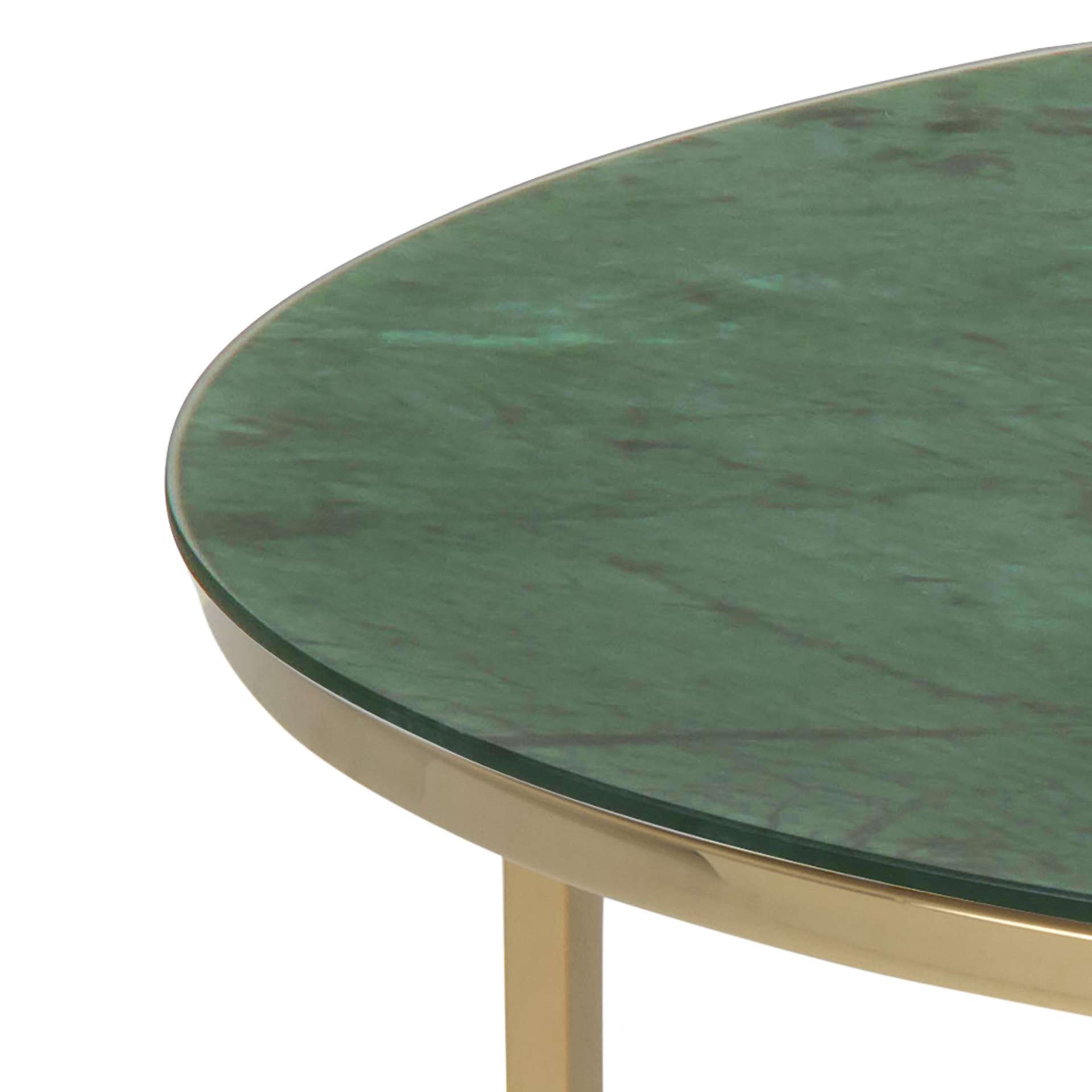 Salontafel Genua Rond ø80cm Groene marmer print Gouden pootjes