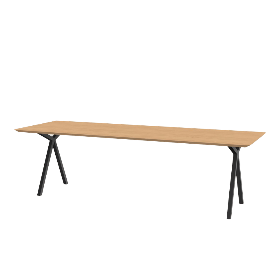 Bij wet tafel De kerk Studio HENK tafel Slim X-type Rechthoekig - zwart frame, hardwax light 3041  - Eettafels - Loods 5