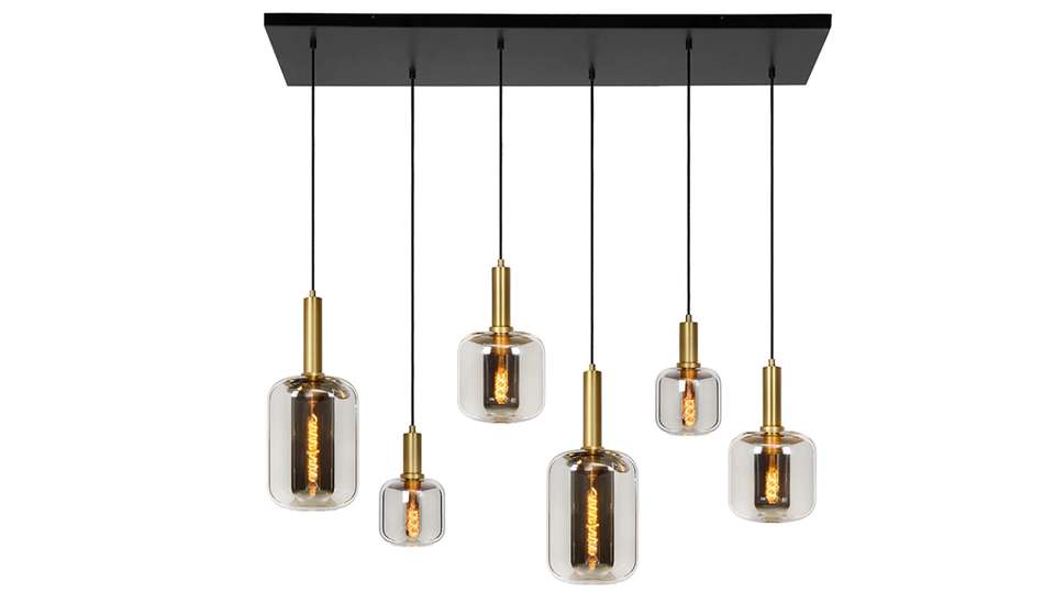 sla geeuwen passend Hanglamp Nadja 6-lichts – rookglas - Hanglampen - Loods 5