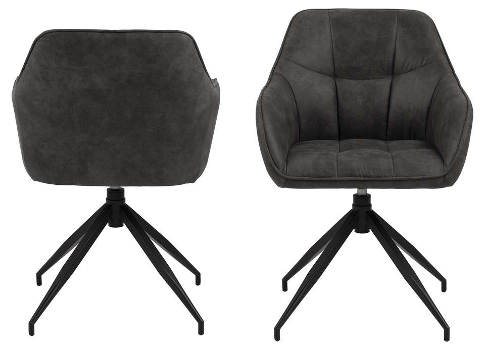 Eetkamerstoel Nivala Antraciet met mat zwart frame Eetkamerstoelen