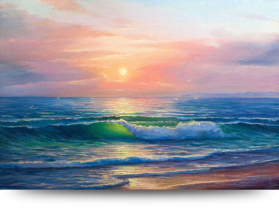 handig amateur Identificeren Schilderij Zonsondergang op het strand canvas - Producten - Loods 5