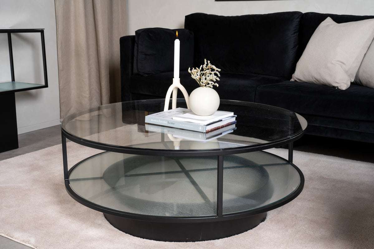 Hobro Salontafel - Ø100 cm - Zwart met Glas - Producten - Loods 5