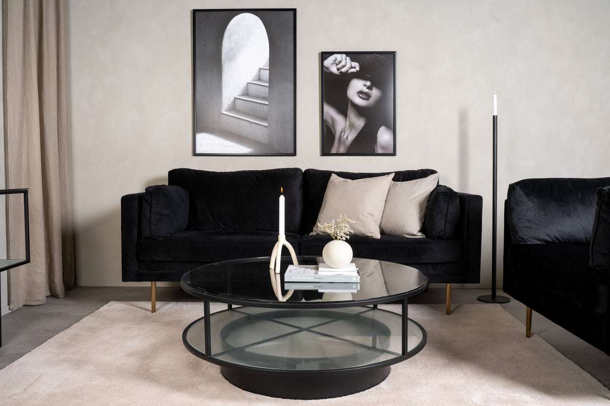 Hobro Salontafel - Ø100 cm - Zwart met Glas - Producten - Loods 5